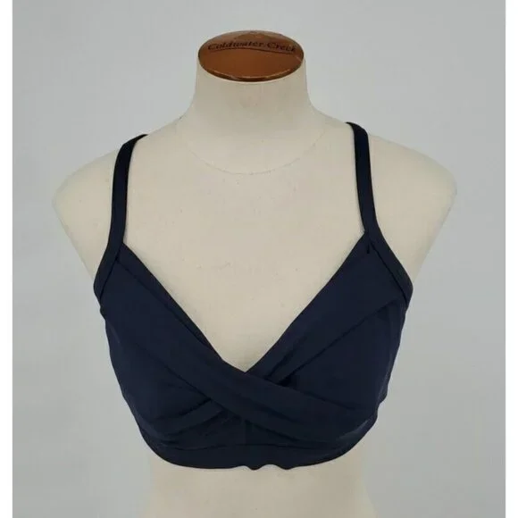 Athleta 36D / DD Navy Blue Twister Front Molded Cup Swim Bikini Top 964874 - Picture 1 of 8